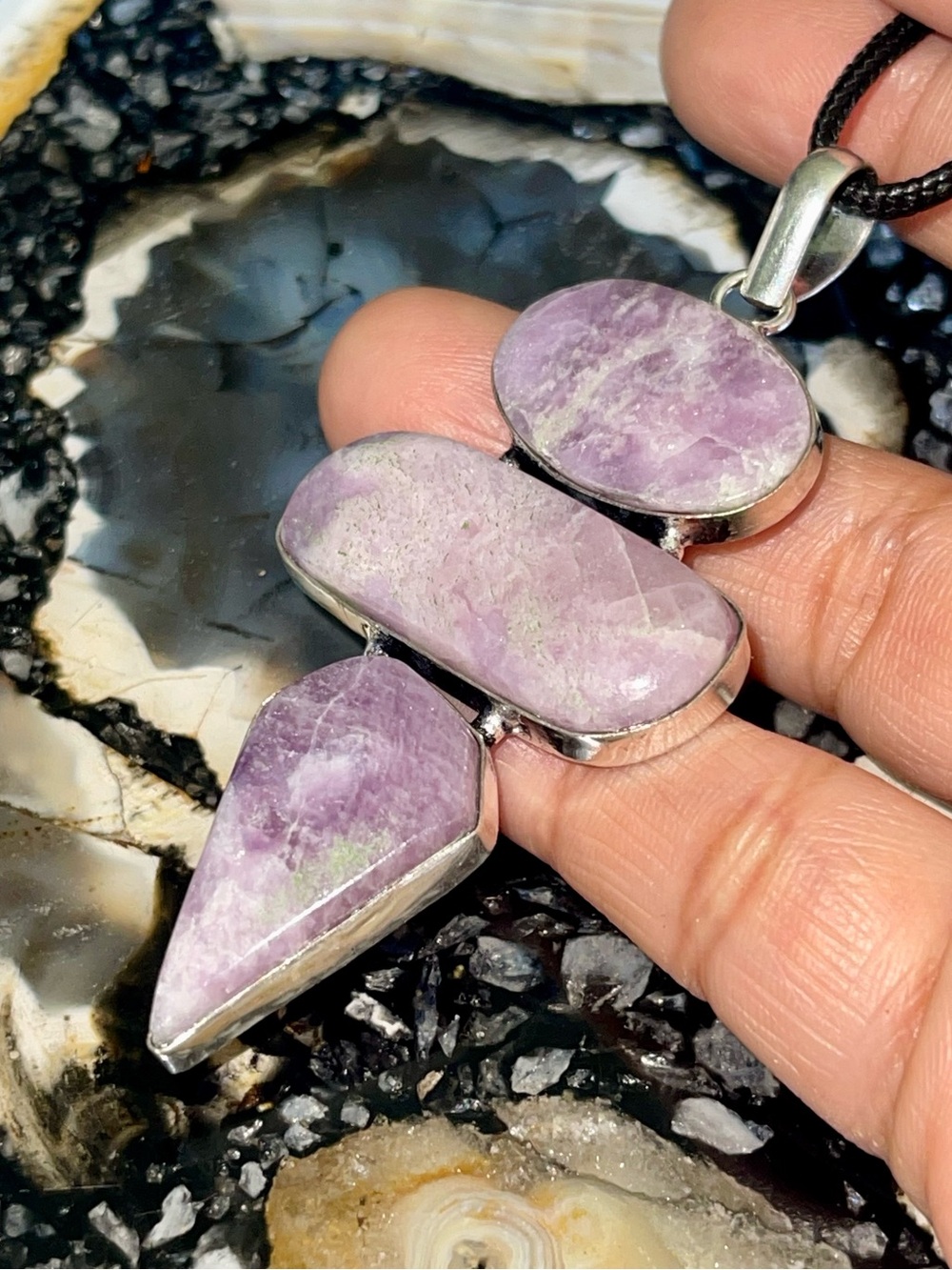 Large Purple Lepidolite Pendant 3”